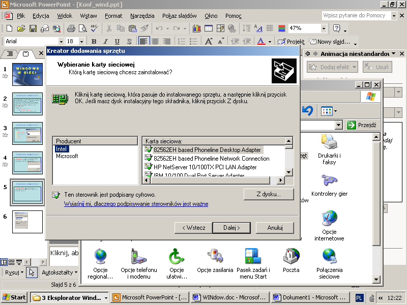 Instalowanie składników sieci Karta sieciowa - (Adapter)