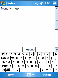 Wybierz metodę wprowadzania danych. Przycisk Input panel. Puknij, by wyświetlić listę mozliwości.