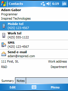 Kliknij, by powrócić do listy (kontakt zostanie zapisany automatycznie). 2. Używając panel Input, wprowadź imię, nazwisko oraz inne dane dotyczące nowego kontaktu.