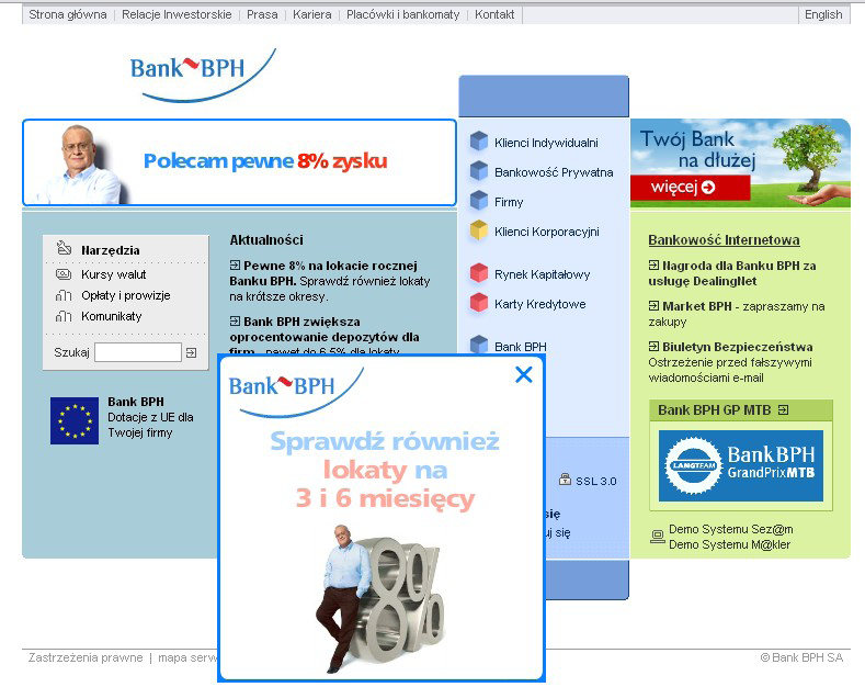 Jednym z banków, które powinny rozważyć przeprojektowanie strony głównej jest Bank BPH.