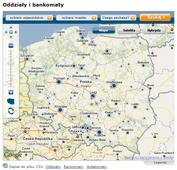 Lista oddziałów i bankomatów wraz z lokalizacjami Użytkownik powinien być w stanie znaleźć na stronie banku wszelkie niezbędne informacje dotyczące lokalizacji bankomatów, wpłatomatów i oddziałów