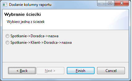 ROZDZIAŁ 4. DESIGNER 77 Prototyp interfejsu użytkownika Rysunek 4.8: Dodanie kolumny raportu krok 1 - prototyp Rysunek 4.