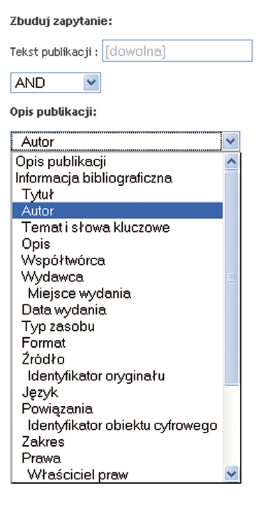 Nowoczesne formy dostępu do zasobów bibliotecznych i przykłady ich zastosowania Rozdział 3 Wyszukiwanie publikacji w bibliotece cyfrowej 85 możliwie jest na kilka sposobów: 1.