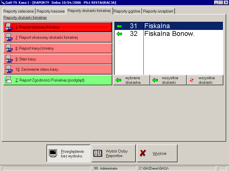 82 4.4 Instrukcja użytkownika - GH-POS Raporty ogólne Zbiorczy raport finansowy odpowiada takiemu samemu raportowi drukowanemu z programu POS-Administrator. 4.5 Raporty urządzeń Raport BarCent służy