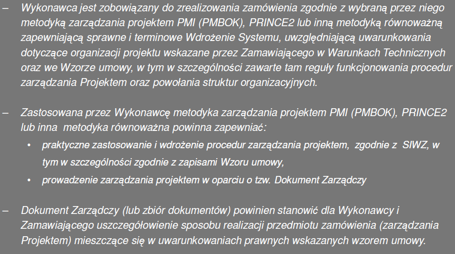 Zarządzanie jak element zamówienia;