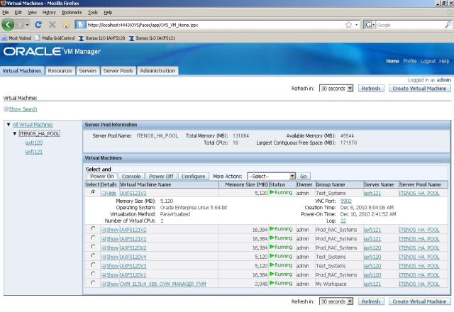 Architektura Oracle VM Oracle VM Manager Administracja Zarząda cyklem życia maszyn wirtualnych (LCM) : Tworzenie Konfiguracja