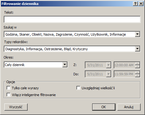 4.5.1 Filtrowanie dziennika Filtrowanie dziennika to użyteczna funkcja, która ułatwia wyszukiwanie rekordów w plikach dziennika, zwłaszcza gdy liczba rekordów jest na tyle duża, że trudno jest