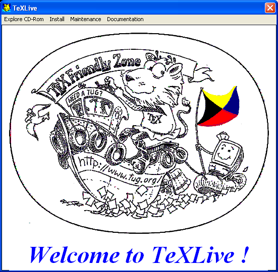 Rysunek 4: Okno programu TeXLive 4. Instalacja i użytkowanie pod Windows Rozdział ten odnosi się tylko do systemów Windows 9x, ME, 2000, NT lub XP.