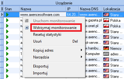 13 Axence NetTools Możesz zmienić częstotliwość monitorowania i maksymalny czas odpowiedzi dla wybranych urządzeń.