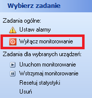 NetWatch - Monitorowanie urządzeń 16 Wyłączanie/włączanie monitorowania wszystkich urządzeń Możesz całkowicie wyłączyć monitorowanie, wybierając opcję Wyłącz monitorowanie, znajdującą się w dziale