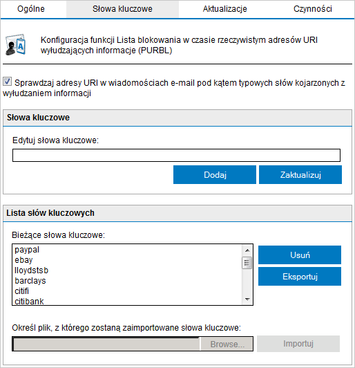 Screenshot 64: Opcje filtru Przeciwdziałanie wyłudzaniu informacji 2.