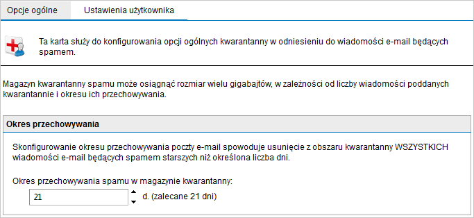 Screenshot 116: Opcje spamu karta Opcje ogólne 2.