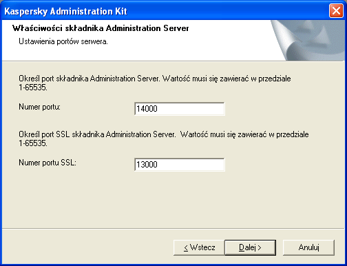 I N S T A L O W A N I E K A S P E R S K Y A D M I N I S T R A T I O N K IT Jeżeli serwer administracyjny jest zainstalowany na komputerze działającym pod kontrolą systemu operacyjnego Microsoft