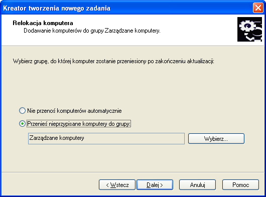 P O D R Ę C Z N I K Z D A L N E J I N S T A L A C J I Przenieś nieprzypisane komputery do grupy po instalacji aplikacji komputery klienckie z węzła "Nieprzypisane komputery" zostaną dodane do grupy