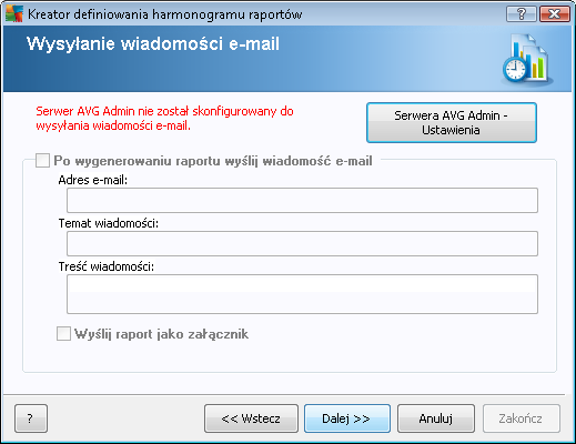 W tym oknie dialogowym należy określić, czy raporty mają byćgenerowane jednorazowo w wybranym momencie, czy okresowo: Generuj jednorazowo w określonym czasie wybierz dokładną godzinę i datę