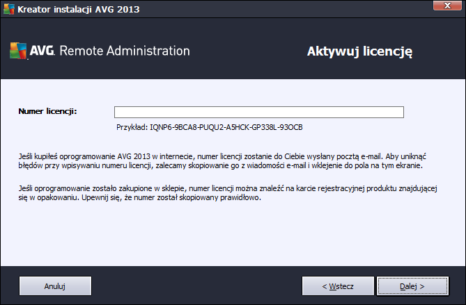 2.4. Aktywacja licencji W tym oknie dialogowym wprowadź numer