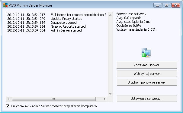 9.3. Ustawienia serwera AVG Admin Server Aplikacja AVG Admin Server Monitor stanowi element instalacji serwera AVG Admin Server.