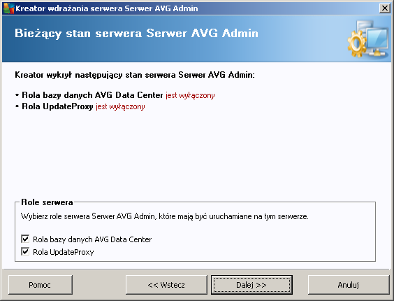 Uwaga: Stanowczo zalecamy uk ończenie wszystk ich k rok ów tego k reatora, aby miećpewność, że serwer AVG Admin Server będzie działaćprawidłowo. 3.2.