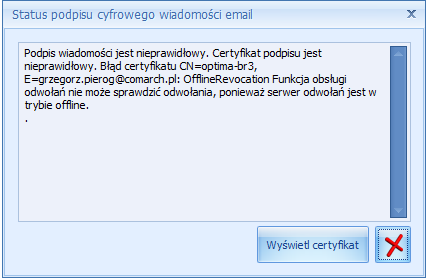 6.2 Zmiany Rys. Status podpisu cyfrowego 2 Wiadomości niepodpisane będą wyświetlane bez zmian. 1. Skrzynka pocztowa. Zmieniony został sposób wyświetlania sumy rozmiaru załączników.