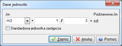 Dla każdej jednostki zastępczej definiuje się licznik i mianownik.