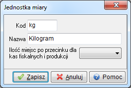 2.1 Jednostki miary W module użytkownik ma możliwość zdefiniowania słownika jednostek miar: Nową jednostkę miary wprowadzamy za pomocą ikony Dodaj lub klawisza funkcyjnego <F3>.