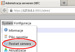 Konfiguracja->Pliki: Konfiguracja->Archiwizacja: Wprowadzenie zmian wymaga restartu serwera, którego dokonać można w konsoli podstawowych