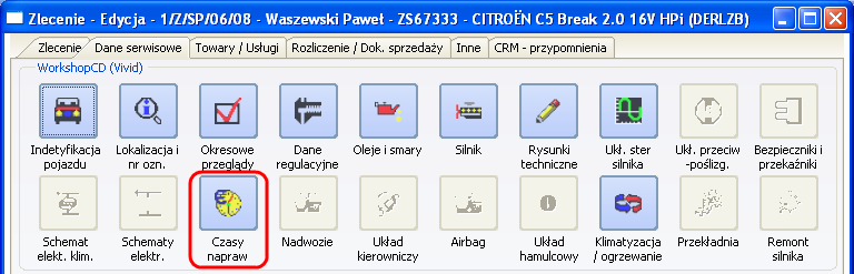 2.2.1 Współpraca z programem VIVID WorkshopCD Podczas przyjmowania pojazdu do naprawy mogą nam być potrzebne szybko informacje dot. czasów napraw.