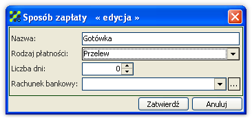 SAN Organizer 1.0 2.4.4 Sposoby zapłaty Słownik sposobów zapłaty wykorzystywany jest podczas wystawiania dokumentów sprzedaży.