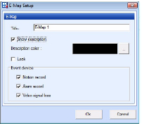 Kliknij na File > E-Map Setup (Plik > Konfiguracja E- Mapy) 2. Skonfiguruj następujące rzeczy: Title (Tytuł): Zmień tytuł kamery.