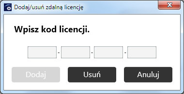 7. Zmiana ustawień urządzenia Dodawanie lub usuwanie zdalnej licencji W niniejszej sekcji zawarto informacje na temat włączania opcji udostępniania sesji zdalnej tablicy poprzez dodanie kodu Zdalnej