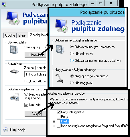 Rys. 11 Przykład pulpitu zdalnego.