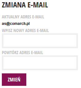 Rys. 50 Okno zmiany hasła Zmiana E-mail miejsce, w którym można zmienić adres e-mail, będący loginem do wszystko.pl. Adres ten nie zostaje podczas synchronizacji zaimportowany do Comarch ERP Altum.