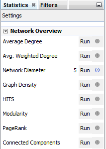 3. W oknie Data Manager klikamy na List of edges of network created through the Small World model, a następnie Visualization > Networks > Gephi. 4. Po uruchomieniu się aplikacji Gephi, klikamy OK.