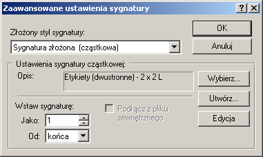 Sygnatury złożone (v2.x) Sygnatury cząstkowe 16.