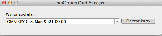 Do czytnika należy włożyć kartę kryptograficzną. Następnie z menu Programy wybierz ikonę aplikacji procertum CardManager.