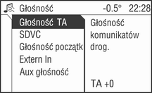 Wprowadzenie 115 Włącz wybraną przez ciebie charakterystykę dźwięku. Ustawienia poziomu głośności Menu Głośność można przywołać z menu radia lub innego źródła dźwięku. Nacisnąć przycisk SETTINGS.