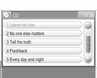 Odtwarzacz CD 31 Jeśli w urządzeniu znajduje się płyta CD, lecz wymagane menu płyty CD jest nieaktywne: Nacisnąć przycisk MEDIA jeden raz lub kilkakrotnie, aby otworzyć menu CD lub CD MP3 i rozpocząć