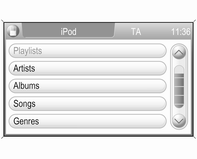 38 Gniazdo USB Aby włączyć tryb ipod, nacisnąć przycisk MEDIA jeden raz lub kilkakrotnie. Rozpocznie się odtwarzanie danych dźwiękowych zapisanych na urządzeniu ipod.