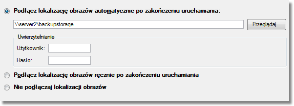 5 Podłącz do sieci automatycznie po uruchomieniu (zalecane). Określi następujące parametry, jeśli chcesz posiadać aktywne połączenie sieciowe, po uruchomieniu środowiska rozruchowego: Karta sieciowe.