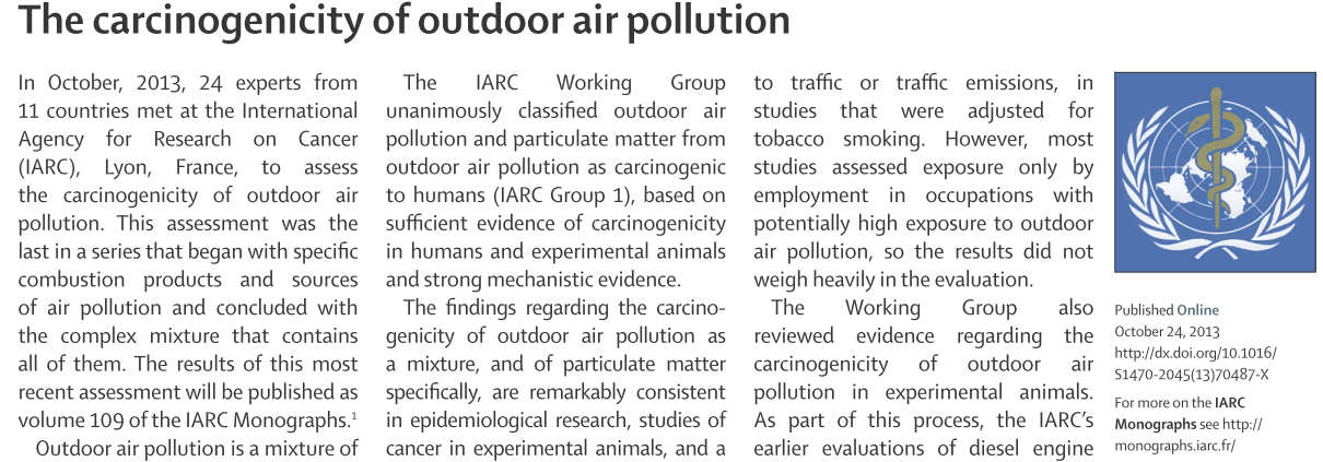 10 IARC 2013: Zanieczyszczenia powietrza atmosferycznego i pyły