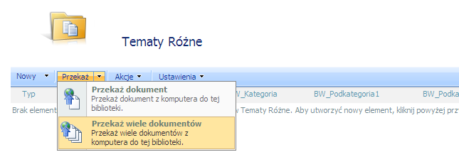 Jeśli znamy dokładne imię i nazwisko, wpisujemy je. 6.2.1.2 Wiele naraz Redaktor może też skorzystać z możliwości przekazania do katalogu wielu plików naraz.