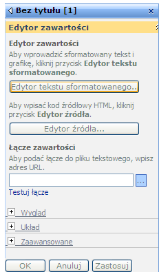 poprzez Edytortekstu sformatowanego lub edytor