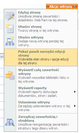 widoczna ostatnia wersja opublikowana), publikowanie strony jest wymagane do udostępnienia jej wszystkim użytkownikom portalu, niezależnie od ich uprawnień.