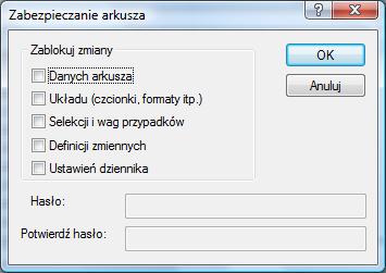 ROZDZIAŁ 2: PRZYKŁADY W polu Hasło dokumentu wpisujemy hasło i klikamy OK. W następnym oknie podajemy hasło ponownie, aby je potwierdzić. Zauważmy, że w hasłach rozróżniane są małe i duże litery.