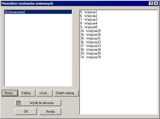 ROZDZIAŁ 2: PRZYKŁADY Utworzymy nowy zestaw: klikamy przycisk Nowy i podajemy nazwę zestawu Wytwarzanie, po czym klikamy OK.