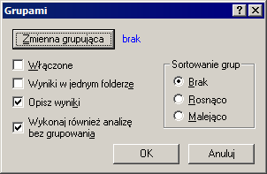 ROZDZIAŁ 2: PRZYKŁADY Określanie analizy grupami. Chcemy utworzyć wykresy osobno dla każdej z odmian oraz dla wszystkich odmian razem.