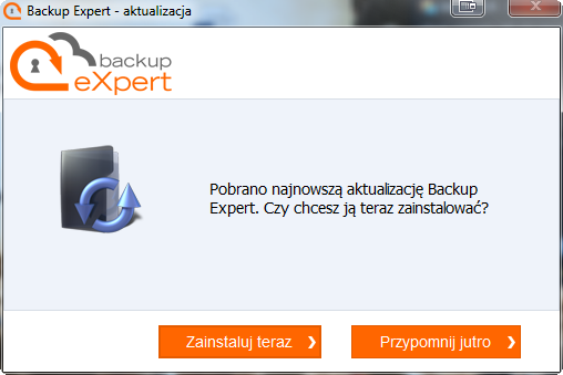 Po ukończeniu pracy instalatora aplikacji, użytkownik otrzyma stosowny komunikat. Po jego zamknięciu pojawi się okno z informacją o poprawnej instalacji. Aplikacja BackupExpert została zainstalowana.