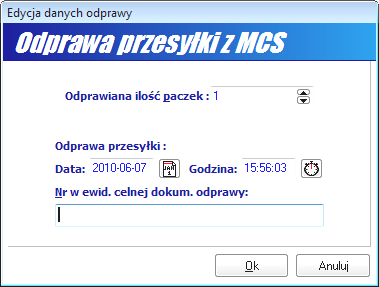 12. Operacje w magazynie czasowego składowania Typowa kolejność operacji na przesyłkach jest następująca: 1.