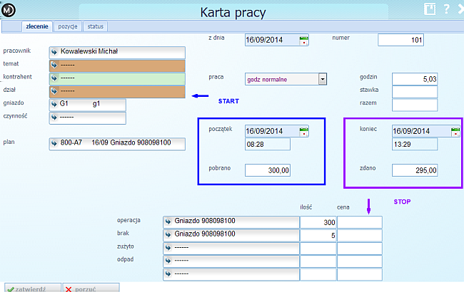 1.4 Moduły wynikowe 19 1.4 Moduły wynikowe 1.4.1 Karty pracy W kartach pracy ewidencjonuje się wykonywanie czynności przez poszczególnych pracowników.