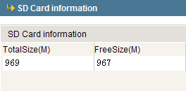 4.14 Wyposażenie do zapisu danych z kamery IP Wyposażenie do zapisu danych z kamery IP na karcie SD jest następujące: Informacje o karcie SD: Rozmiar ogólny (MB), ilość wolnego miejsca (MB).